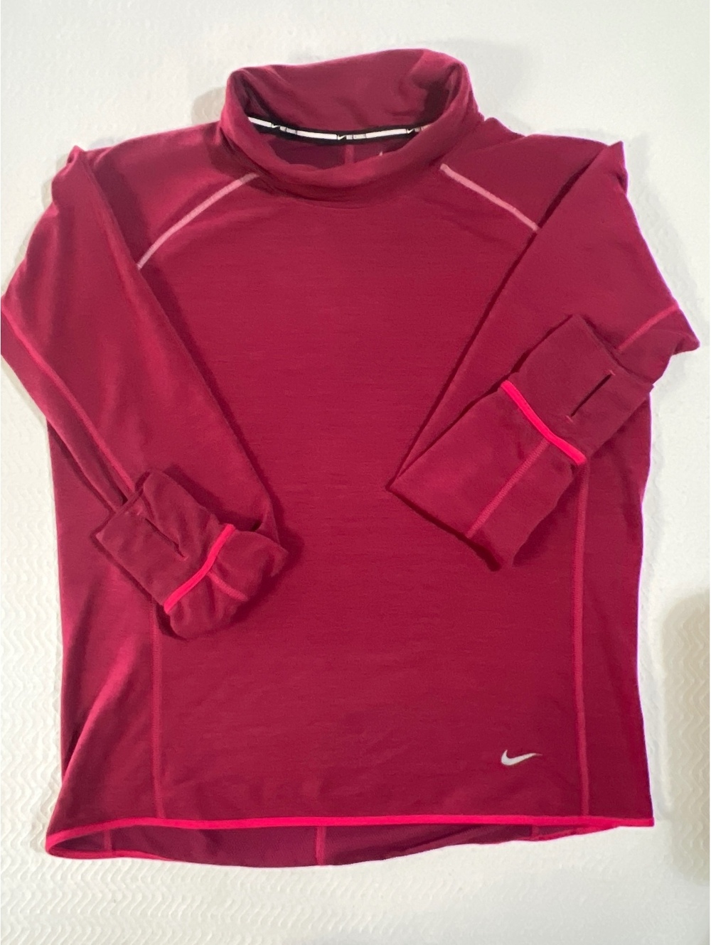 Nike Dri-FIT women's Long Sleeve Running Shirt Size L Burgundy